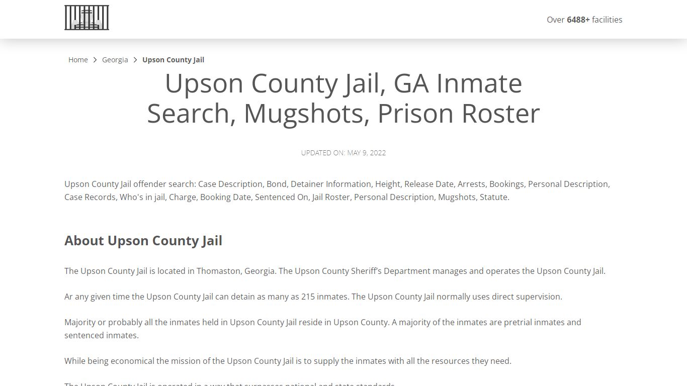 Upson County Jail, GA Inmate Search, Mugshots, Prison ...