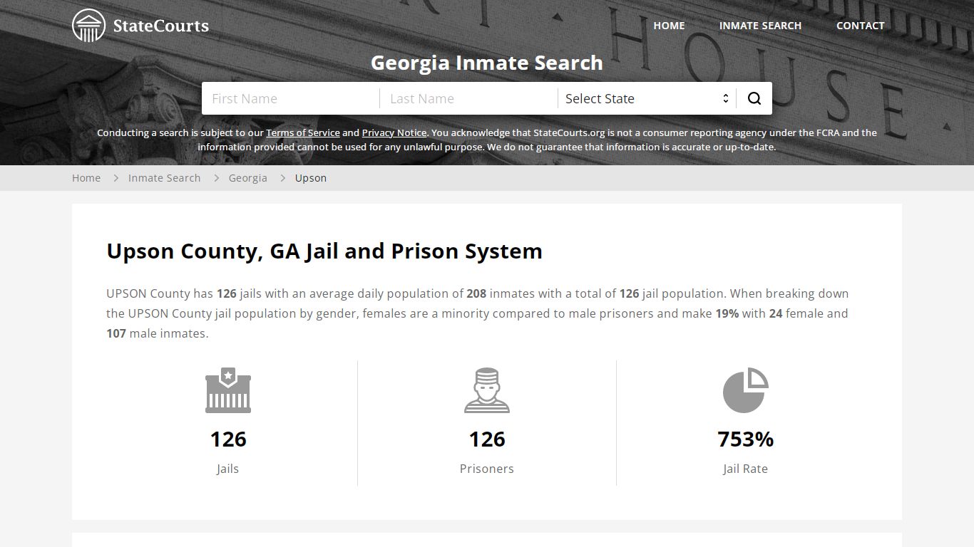 Upson County, GA Inmate Search - StateCourts