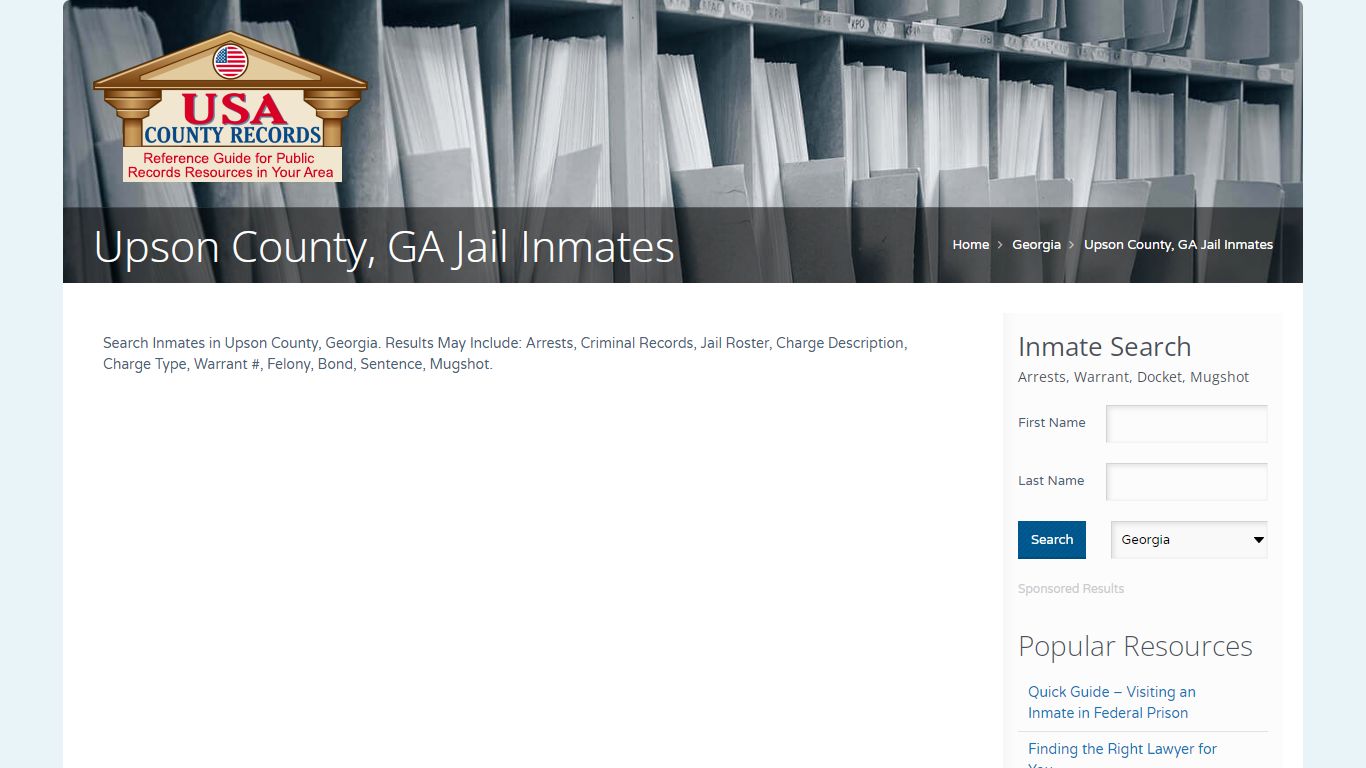 Upson County, GA Jail Inmates | Name Search